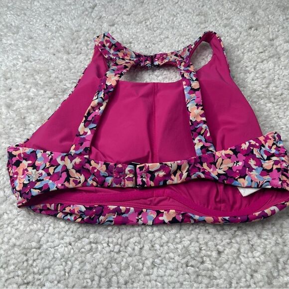 Athleta Maldives Bra Cup Bikini Top Pink Floral FLAW - Picture 3 of 5